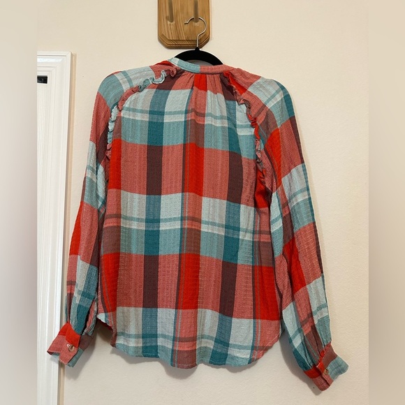 Anthropologie Pilcro Breezy Buffalo Plaid Button Up Multicolor Shirt Womens XS - Picture 4 of 5